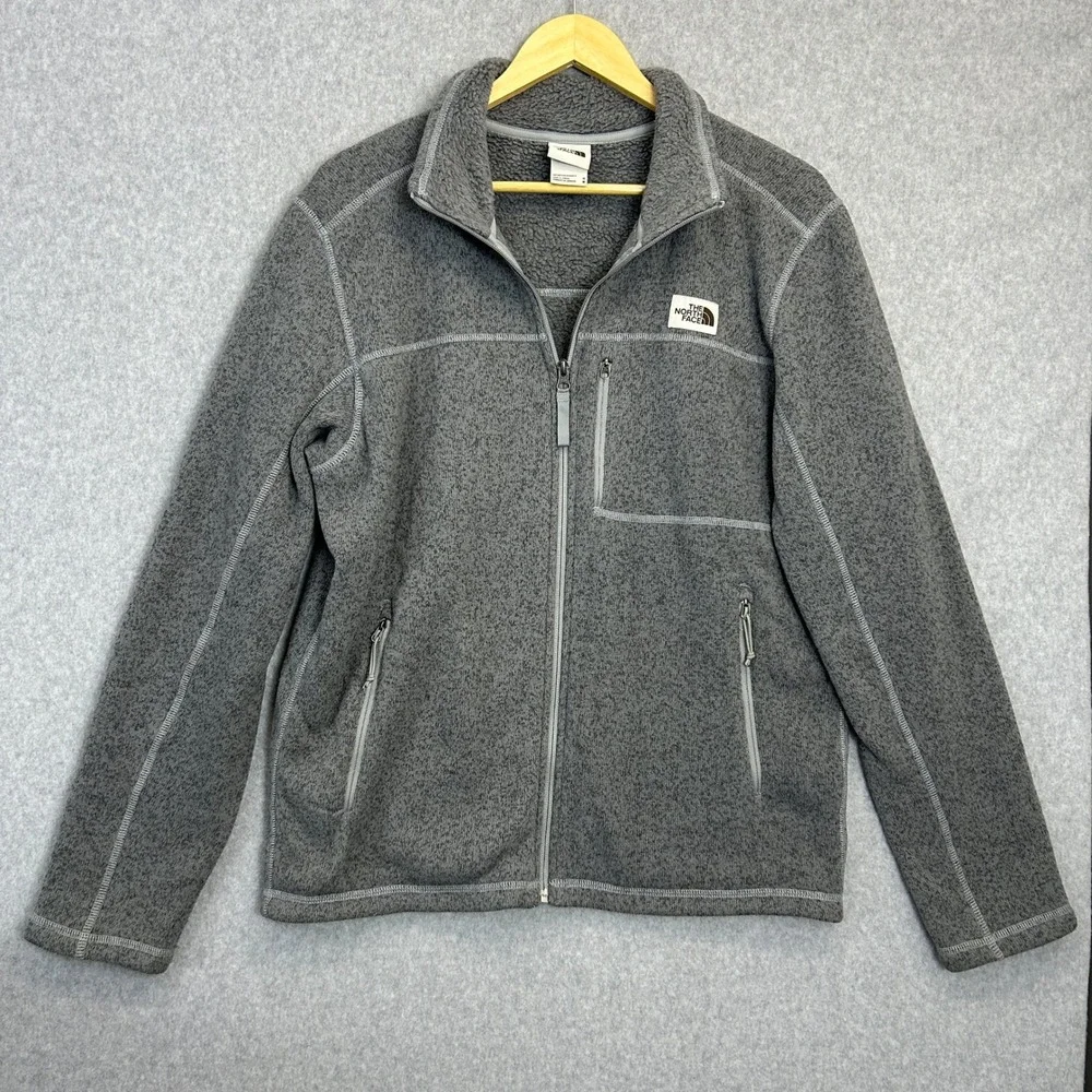 The North Face Gordon Lyons Full Zip Fleece Jacket Gray Heather Gorp Mens Medium